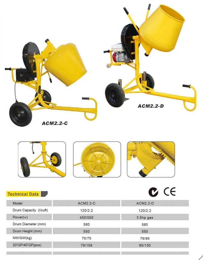 Mini Pompalı 650W Mini Beton Mikseri Makinesi Hafif Ağırlık 2